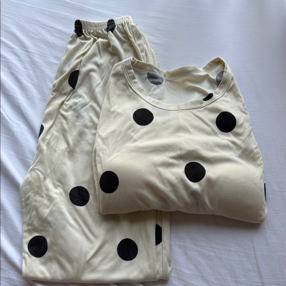 Polka Dot Kids Pajamas - Black and Cream
